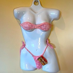 Colleen Kelly Swimwear Couture Pink Bandeau with Sequins